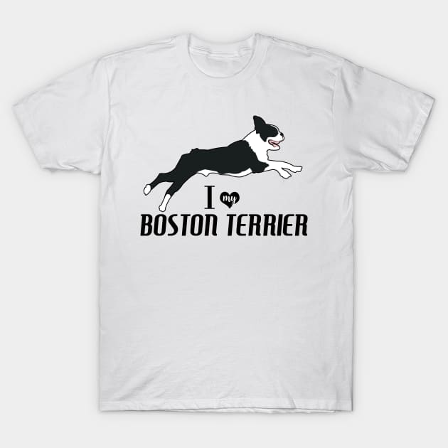 Boston Terrier Pattern in Blue Fun Boston Terriers Paw Prints and Bone Print T-Shirt by JessDesigns